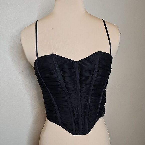 Urban Outfitters Out From Under Black Mesh Corset Top Medium - Picture 2 of 7